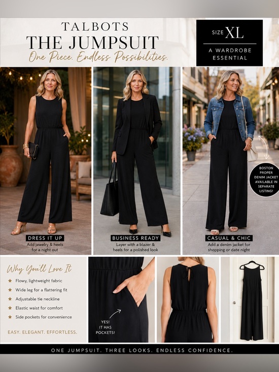 Talbots Pants - Talbots Black Sleeveless Jumpsuit With Pockets - Size XL
